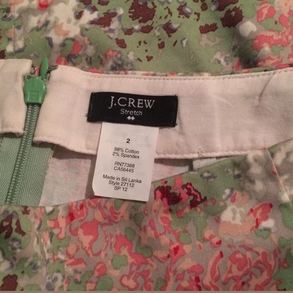 J. CREW Printed Sateen mini Skirt abstract Floral Pink Green Short Classic Ivory - Picture 5 of 6
